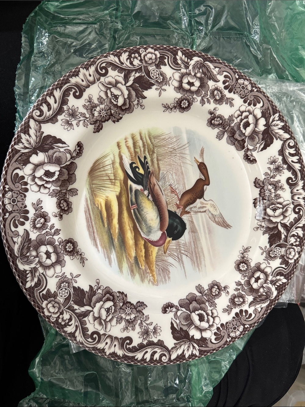 Spode MALLARD, Woodland Brown/Multi-Duck Scene Dinner Plate, 10.5”.2 available